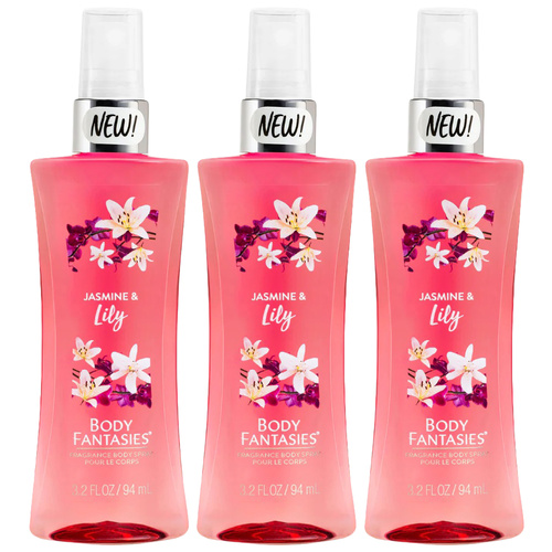 Body Fantasies Jasmine And Lily Body Spray 94ml 3 Pack