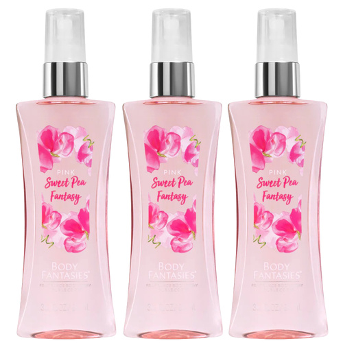 Body Fantasies Pink Sweet Pea Fantasy Body Spray 236ml Pack of 3