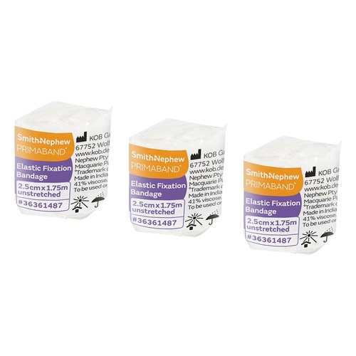 Primaband Elastic Fixation Bandage 2.5cm x 1.75m Pack of 3
