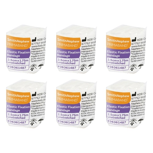 Primaband Elastic Fixation Bandage 2.5cm x 1.75m Pack of 6