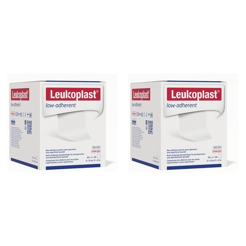 Leuko Leukoplast Low Adherent Sterile Dressing 5cm x 5cm Box of 50 Bundle of 2