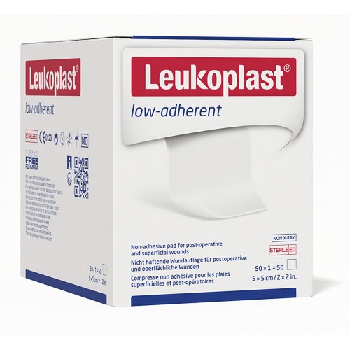 Leuko Leukoplast Low Adherent Sterile Dressing 5cm x 5cm Box of 50