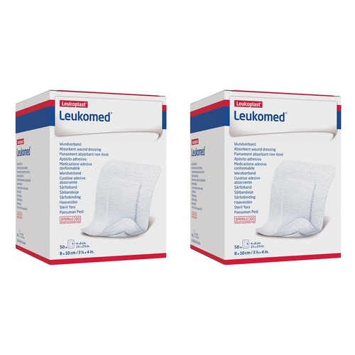 Leuko Leukomed T Sterile Wound Dressing 8cm x 10cm White 50 Pack Bundle of 2