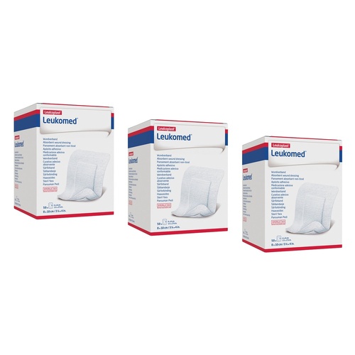 Leuko Leukomed T Sterile Wound Dressing 8cm x 10cm White 50 Pack Bundle of 3