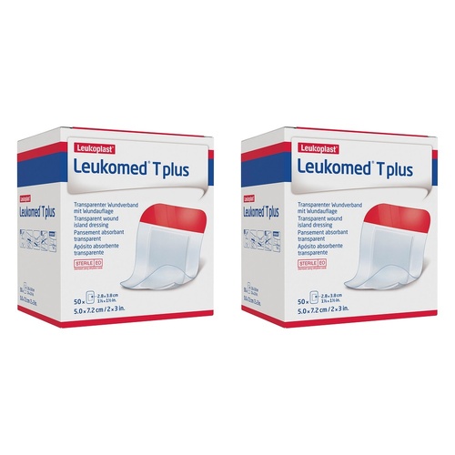 Leuko Leukomed T Plus Sterile Transparent Film Dressing 5cm x 7.2cm Bundle of 2