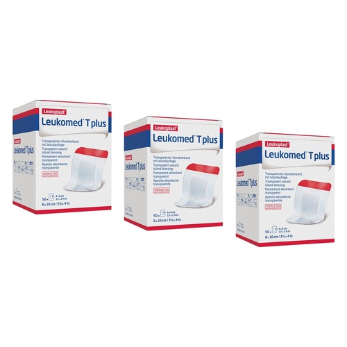 Leuko Leukomed T Plus Sterile Transparent Film Dressing 8cm x 10cm Bundle of 3