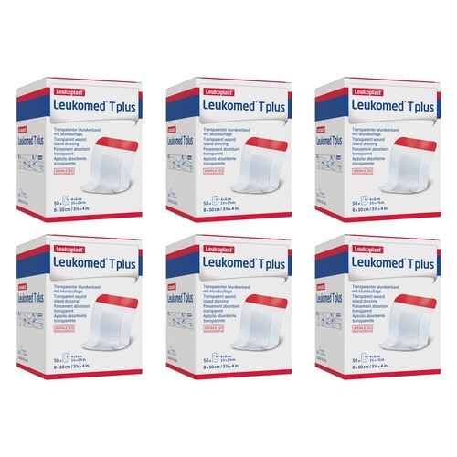 Leuko Leukomed T Plus Sterile Transparent Film Dressing 8cm x 10cm Bundle of 6
