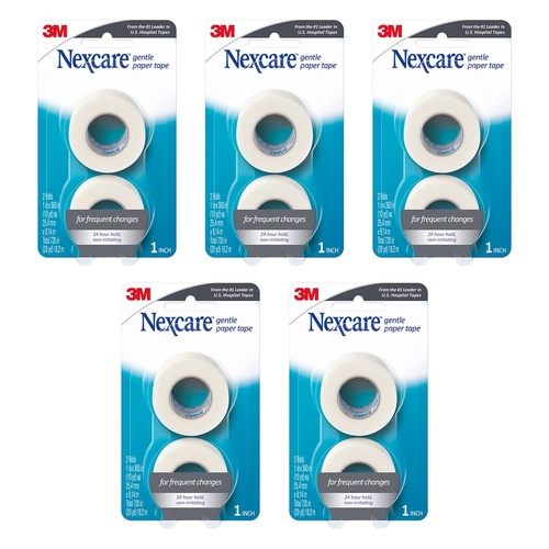 Nexcare Gentle Paper Tape 25.4mm x 9.1m 2 Pack Bundle of 5