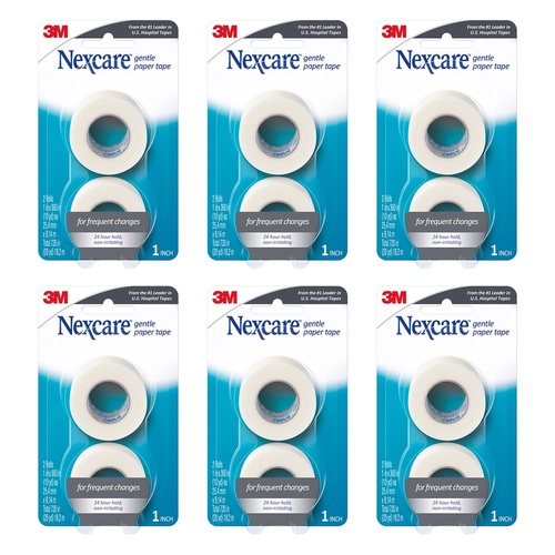 Nexcare Gentle Paper Tape 25.4mm x 9.1m 2 Pack Bundle of 6