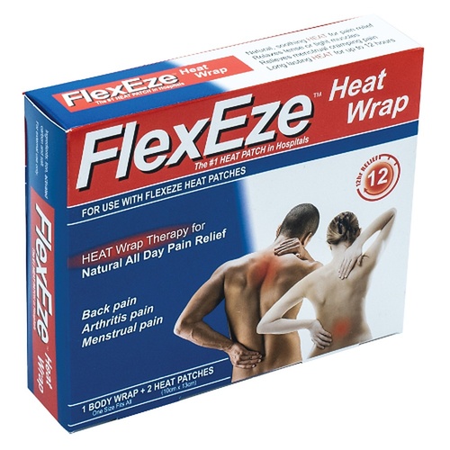 FlexEze Reusable Heat Wrap with 2 Heat Patches
