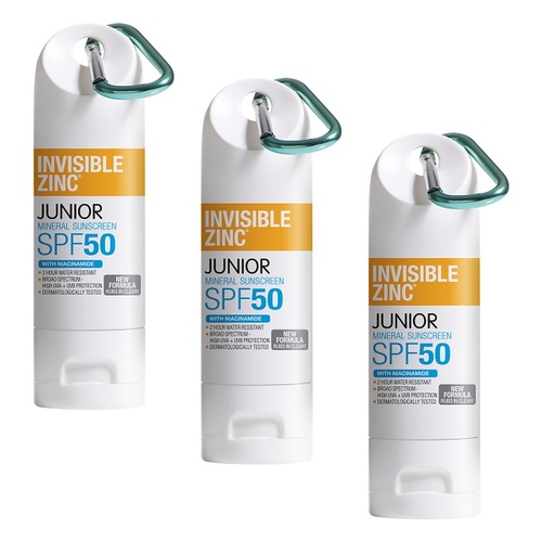 Invisible Zinc Junior Mineral Sunscreen SPF50 60g Pack of 3