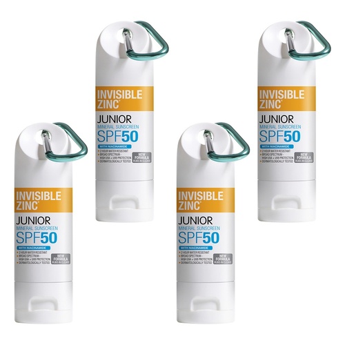 Invisible Zinc Junior Mineral Sunscreen SPF50 60g Pack of 4