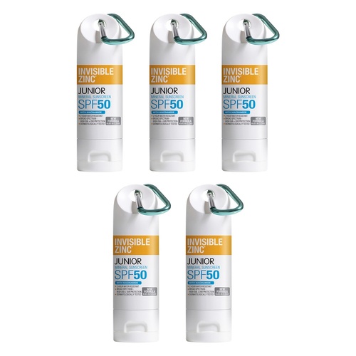 Invisible Zinc Junior Mineral Sunscreen SPF50 60g Pack of 5
