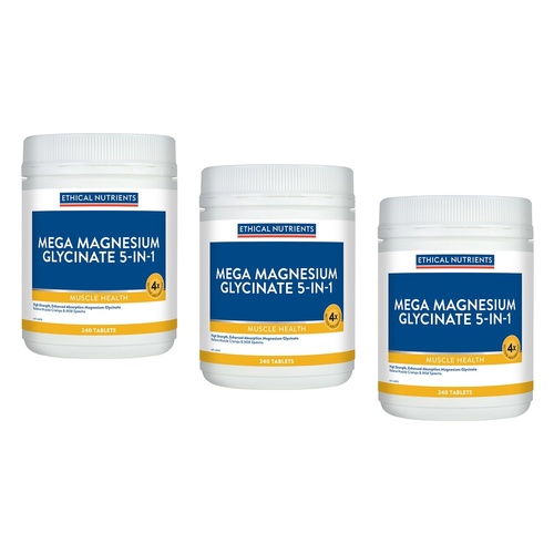 Ethical Nutrients Mega Magnesium Glycinate 5-in-1 240 Tablets Pack of 3