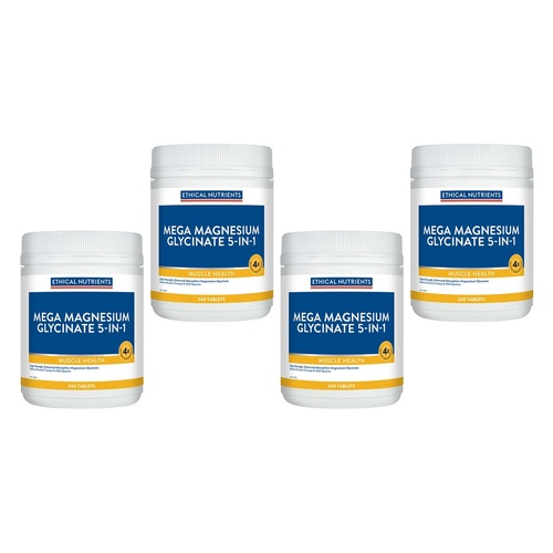 Ethical Nutrients Mega Magnesium Glycinate 5-in-1 240 Tablets Pack of 4