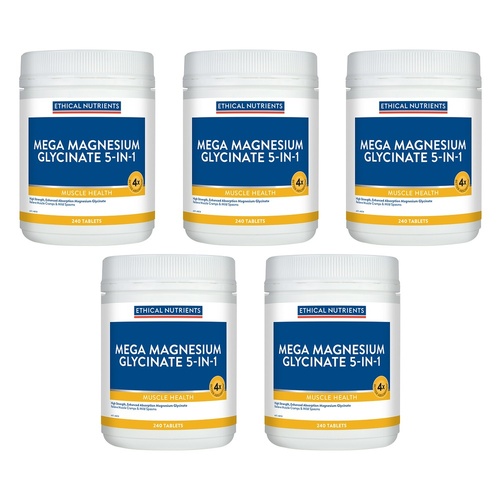 Ethical Nutrients Mega Magnesium Glycinate 5-in-1 240 Tablets Pack of 5