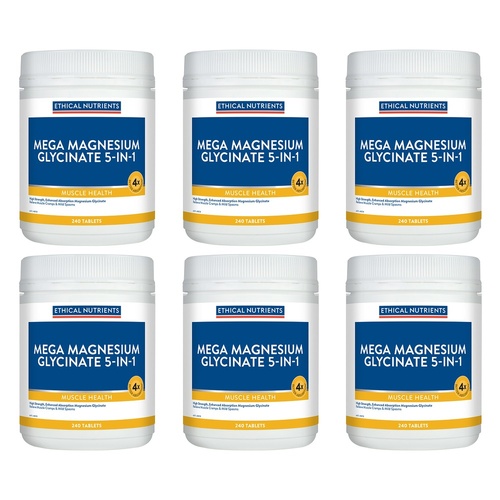 Ethical Nutrients Mega Magnesium Glycinate 5-in-1 240 Tablets Pack of 6