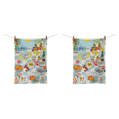 LA LA LAND Tea Towel Coastal Breeze 64cm Pack of 2