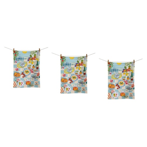 LA LA LAND Tea Towel Coastal Breeze 64cm Pack of 3