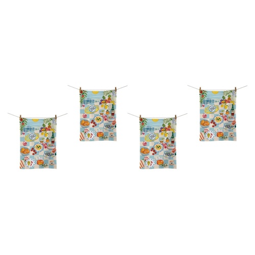 LA LA LAND Tea Towel Coastal Breeze 64cm Pack of 4