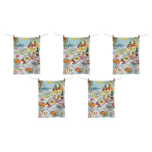 LA LA LAND Tea Towel Coastal Breeze 64cm Pack of 5