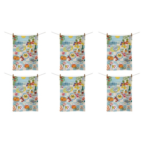 LA LA LAND Tea Towel Coastal Breeze 64cm Pack of 6