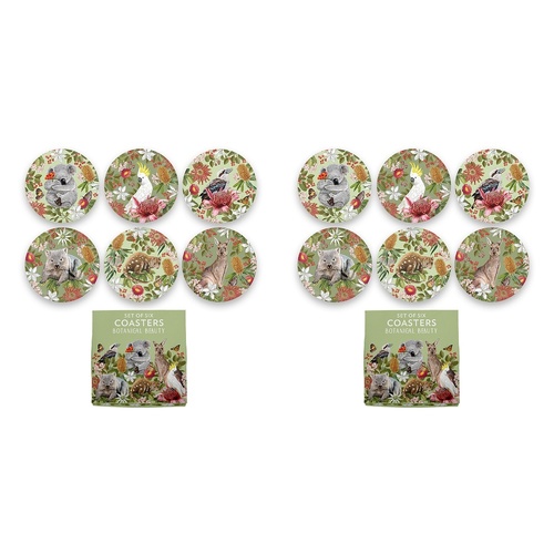 LA LA LAND Coaster Set Botanical Beauty 6 Piece Set Pack of 2