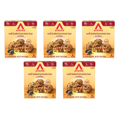 Atkins Soft Baked Bar Blueberry 4 Pack Bundle of 5