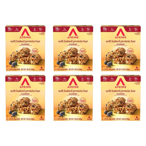 Atkins Soft Baked Bar Blueberry 4 Pack Bundle of 6