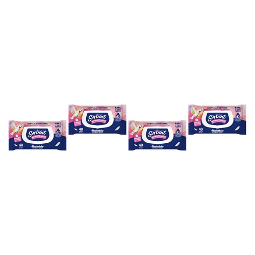 Sorbent Flushable Intimate Wipes 40 Pack Bundle of 4