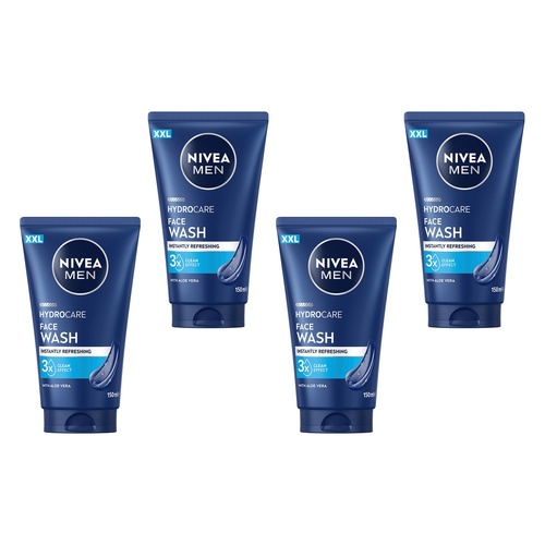 NIVEA Men Hydrocare XXL Face Wash 150mL Pack of 4