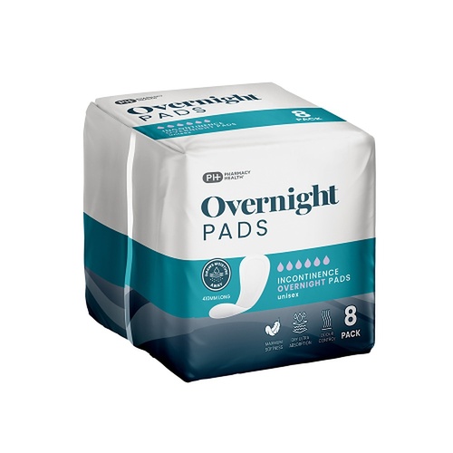 Pharmacy Health Overnight Incontinence Pads 8 Pack x 6