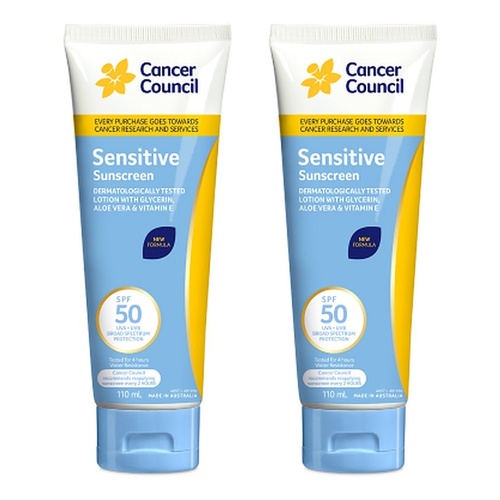 Cancer Council Sensitive Sunscreen SPF 50+ 110mL Pack of 2