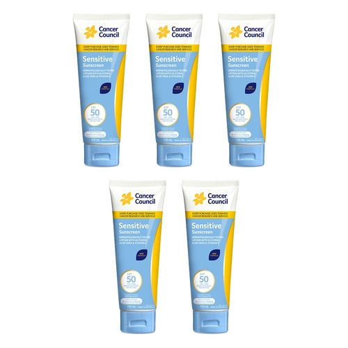 Cancer Council Sensitive Sunscreen SPF 50+ 110mL Pack of 5