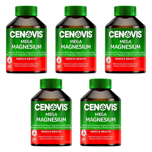 Cenovis Mega Magnesium 200 Tablets Pack of 5