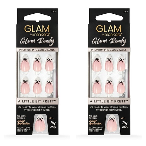 Glam by Manicare Glam Ready Pre-Glued Nails A Little Bit Pretty 30 Bundle of 2