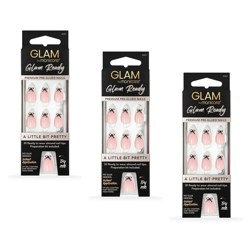 Glam by Manicare Glam Ready Pre-Glued Nails A Little Bit Pretty 30 Bundle of 3