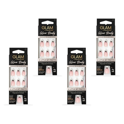 Glam by Manicare Glam Ready Pre-Glued Nails A Little Bit Pretty 30 Bundle of 4