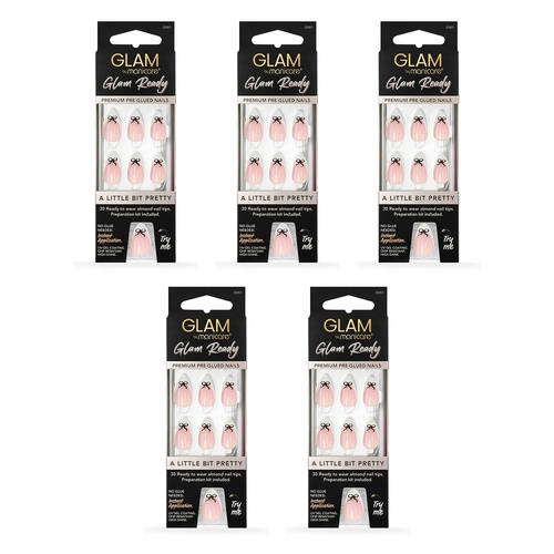 Glam by Manicare Glam Ready Pre-Glued Nails A Little Bit Pretty 30 Bundle of 5