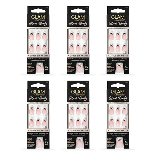 Glam by Manicare Glam Ready Pre-Glued Nails A Little Bit Pretty 30 Bundle of 6