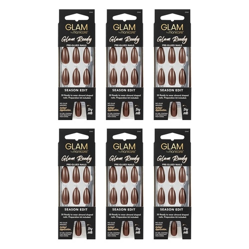 Glam by Manicare Glam Ready Pre-Glued Nails Season Edit 30 Pack x 6 Bundle of 6