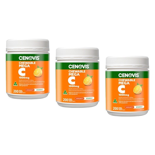 Cenovis Chewable Mega C 1000mg Orange 200 Tablets Pack of 3