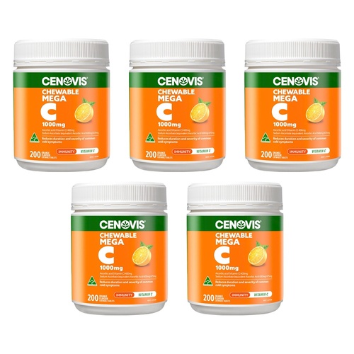 Cenovis Chewable Mega C 1000mg Orange 200 Tablets Pack of 5