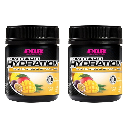 Endura Low Carb Hydration Tropical Punch Powder 135g Pack of 2