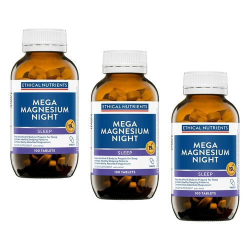 Ethical Nutrients Mega Magnesium Night 100 Tablets Pack of 3