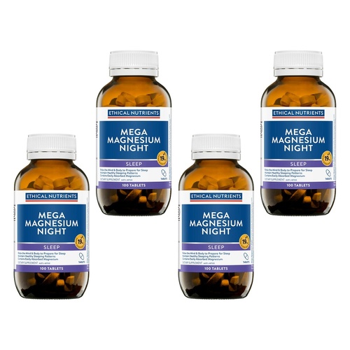 Ethical Nutrients Mega Magnesium Night 100 Tablets Pack of 4