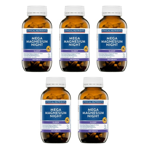Ethical Nutrients Mega Magnesium Night 100 Tablets Pack of 5