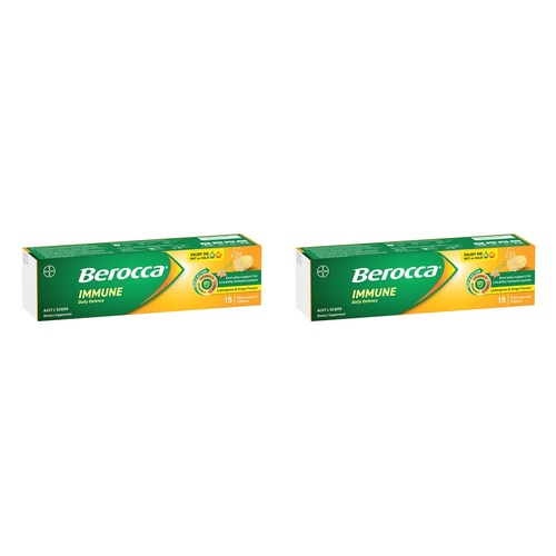 Berocca Immune Daily Defence Lemongrass & Ginger Effervescent Tablets Pack of 2