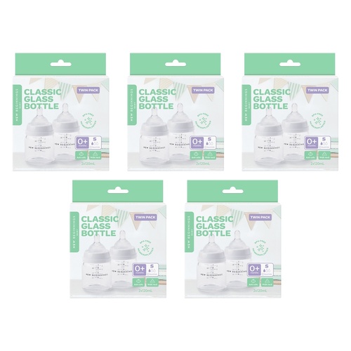 New Beginnings Classic Glass Bottle 120mL Twin Pack Bundle of 5