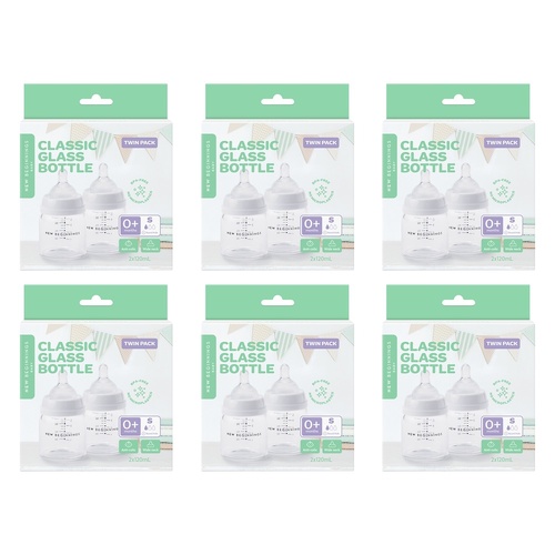 New Beginnings Classic Glass Bottle 120mL Twin Pack Bundle of 6